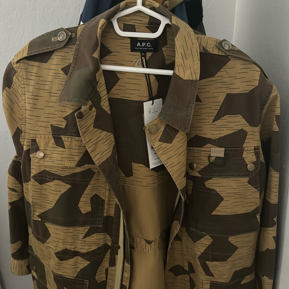 A.P.C. Rue Madame Paris Printed Utility Jacket Camouflage Size XL TheRealReal